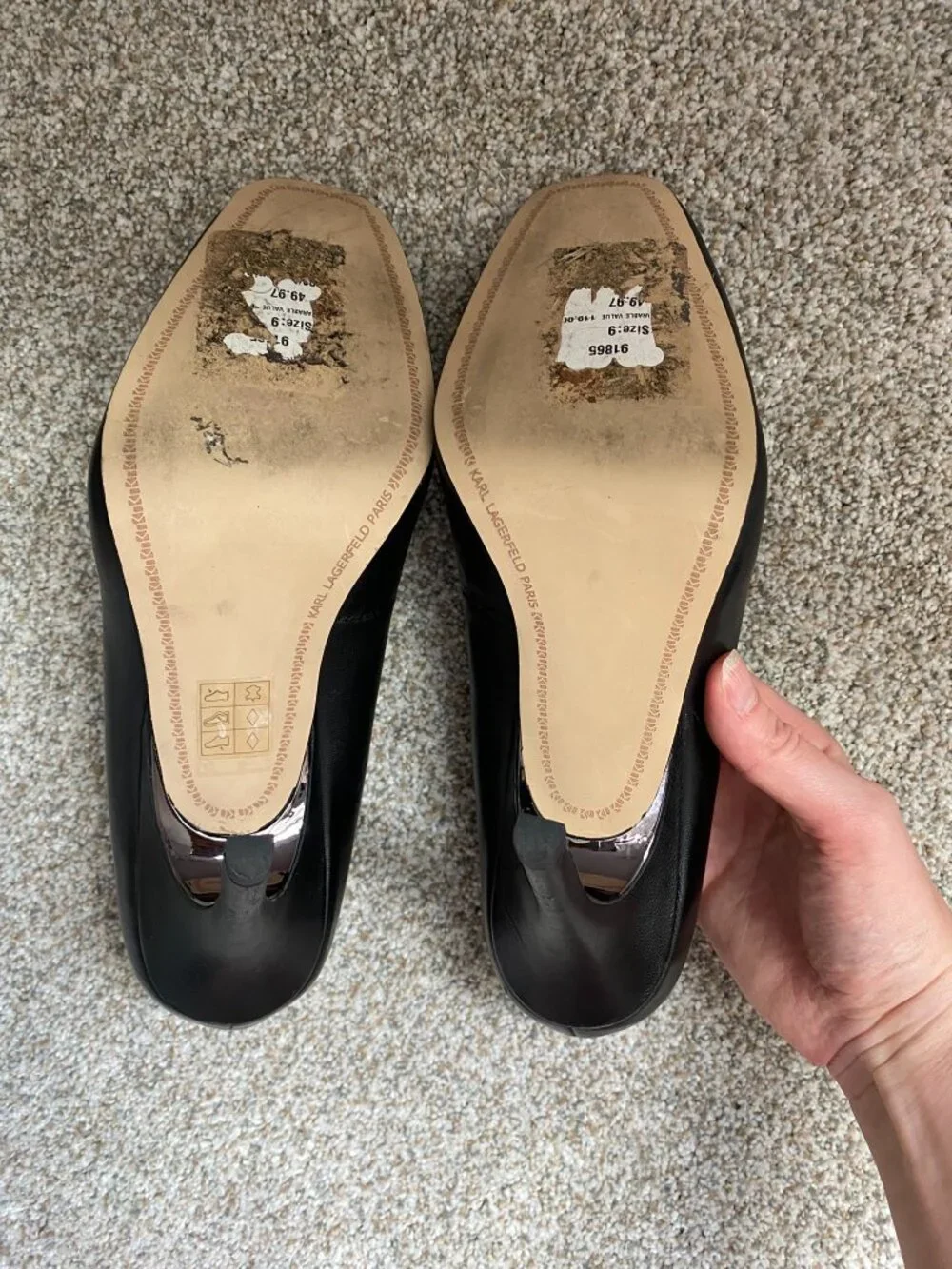Karl Lagerfeld Women's Square Toe Pump Heels, Black, size 9 EUC